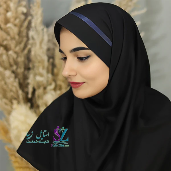 مقنعه تل دار سورمه ای نخی بروجرد