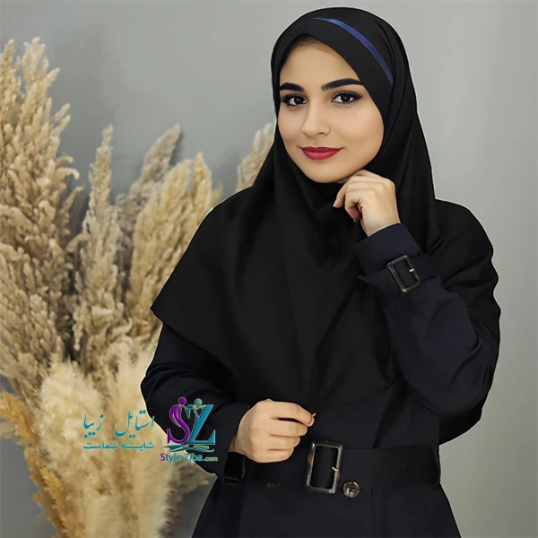 مقنعه تل دار سورمه ای نخی بروجرد