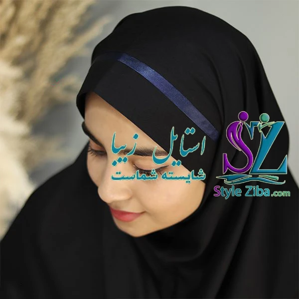 مقنعه تل دار سورمه ای نخی بروجرد