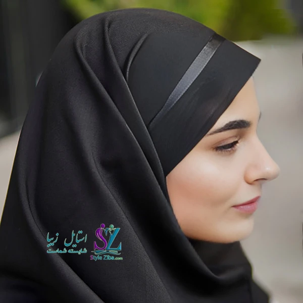 مقنعه تل دار مشکی نخی بروجرد