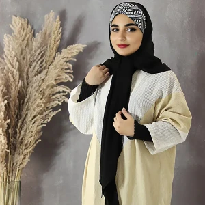 هد روسری سوزن دوزی ژرژت مشکی (طرح 2)