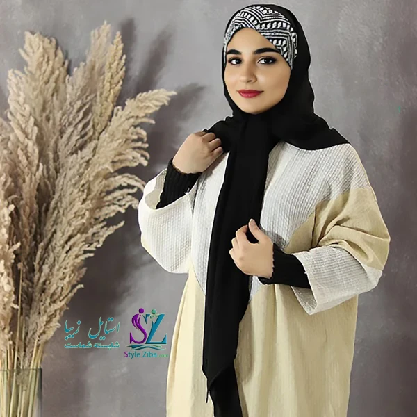 هد روسری سوزن دوزی ژرژت مشکی (طرح 2)