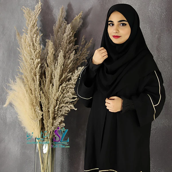 مقنعه مشکی کرپ کره ای بلند